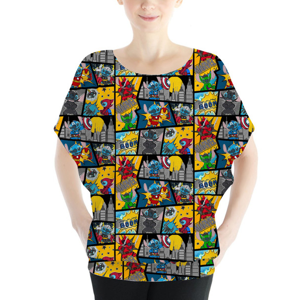 Batwing Chiffon Top - Superhero Stitch - Comic Book