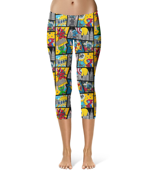 Sport Capri Leggings - Superhero Stitch - Comic Book