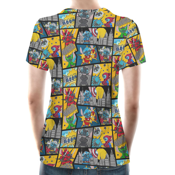 Women's Cotton Blend T-Shirt - Superhero Stitch - Comic Book