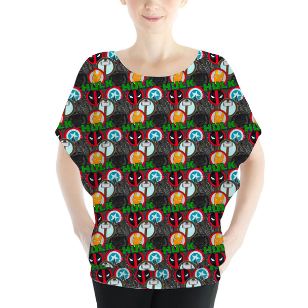 Batwing Chiffon Top - Superhero Stitch - Superhero Badges