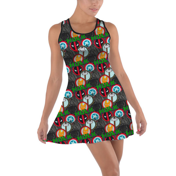 Cotton Racerback Dress - Superhero Stitch - Superhero Badges