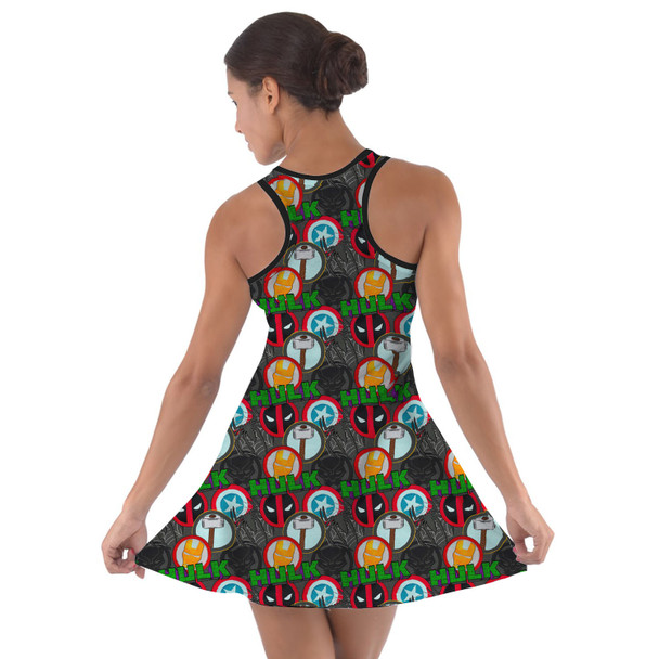 Cotton Racerback Dress - Superhero Stitch - Superhero Badges