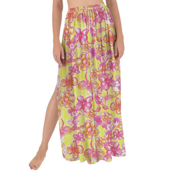 Maxi Sarong Skirt - Neon Tropical Floral Mickey & Friends