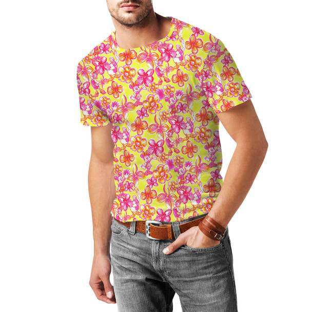 Men's Sport Mesh T-Shirt - Neon Tropical Floral Mickey & Friends