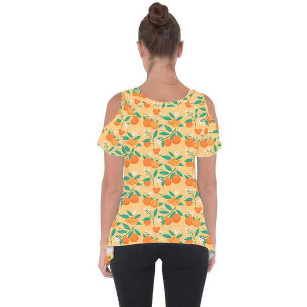 Cold Shoulder Tunic Top - Hidden Mickey Oranges