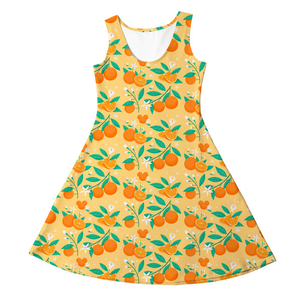 Girls Sleeveless Dress - Hidden Mickey Oranges