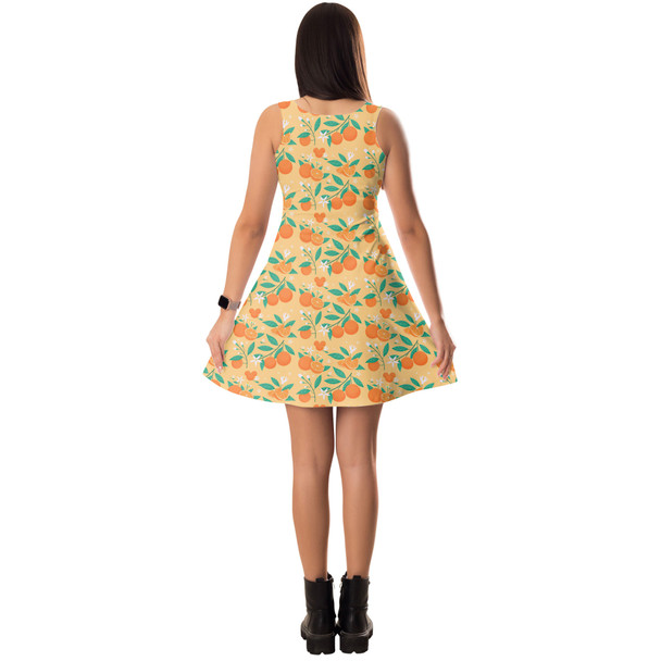 Sleeveless Flared Dress - Hidden Mickey Oranges