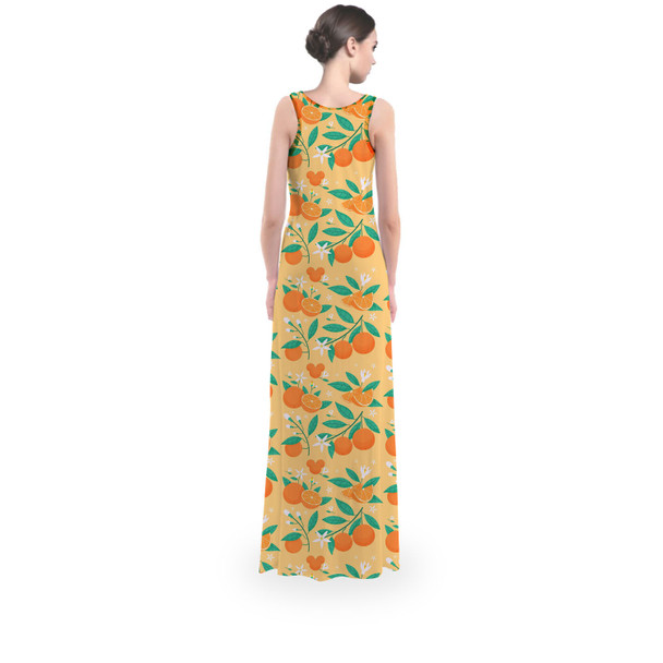 Flared Maxi Dress - Hidden Mickey Oranges