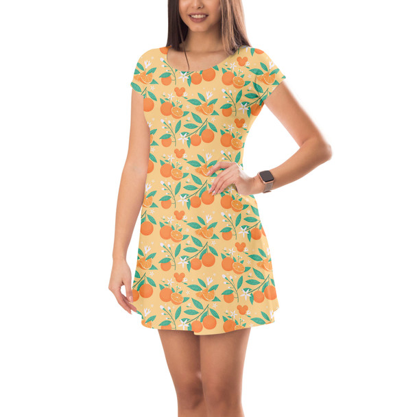 Short Sleeve Dress - Hidden Mickey Oranges