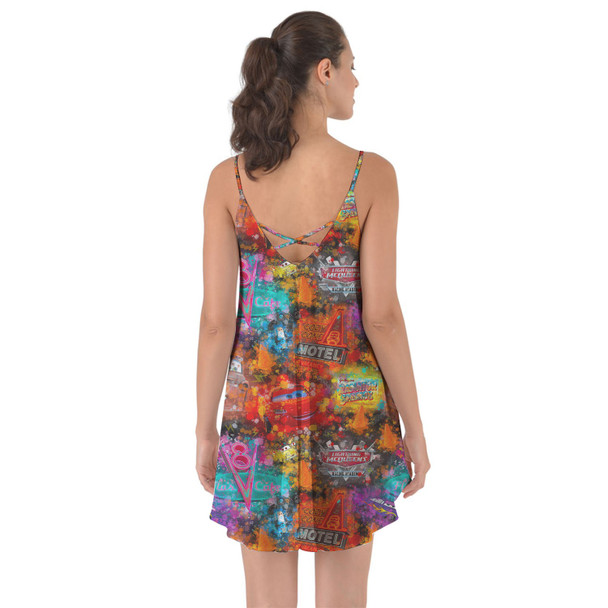 Beach Cover Up Dress - Watercolor Pixar Cars