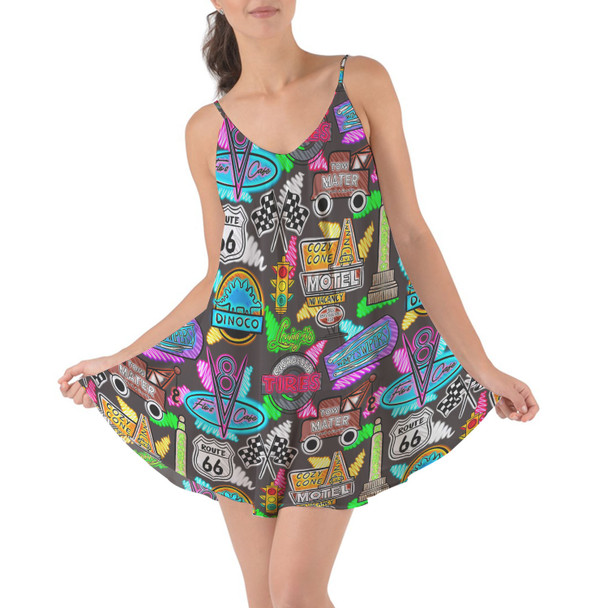 Beach Cover Up Dress - Neon Radiator Springs