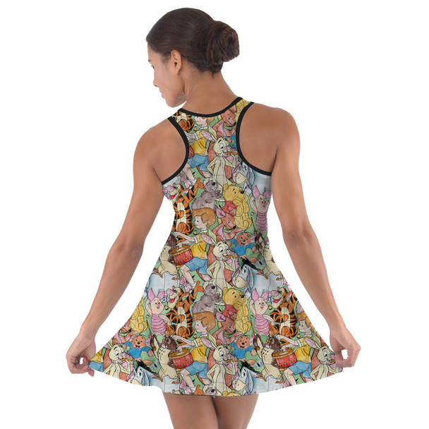 Cotton Racerback Dress - Sketched Pooh Characters