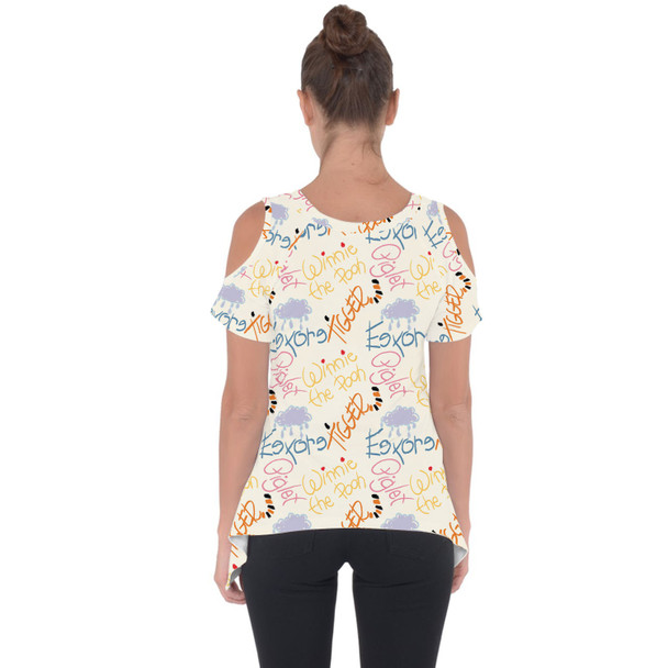 Cold Shoulder Tunic Top - Sketched Pooh Autographs