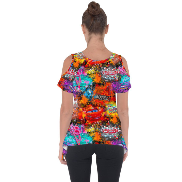 Cold Shoulder Tunic Top - Watercolor Pixar Cars