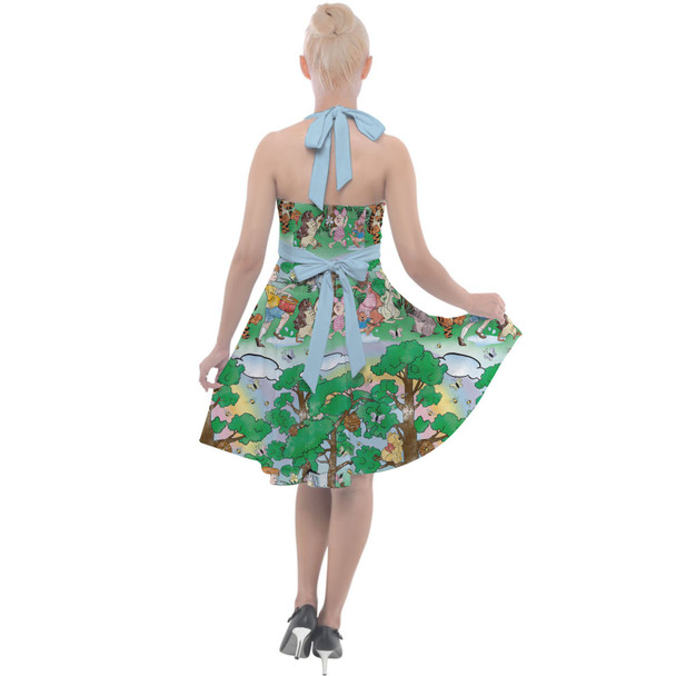 Halter Vintage Style Dress - Sketched Pooh Parade