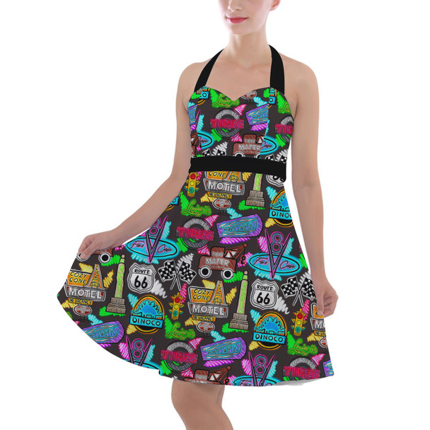 Halter Vintage Style Dress - Neon Radiator Springs