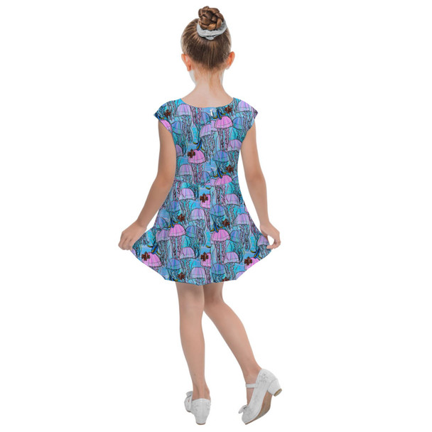 Girls Cap Sleeve Pleated Dress - Jellyfish Jumping