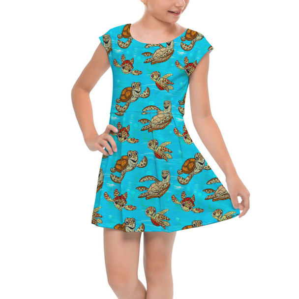 Girls Cap Sleeve Pleated Dress - Crush and Squirt