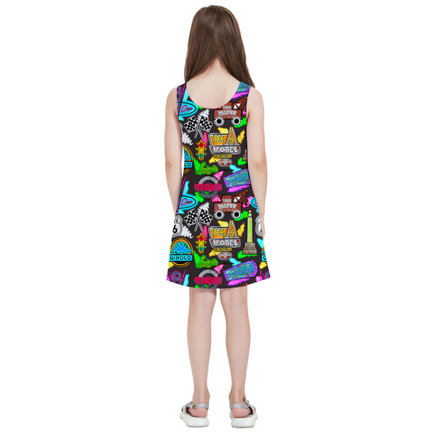 Girls Sleeveless Dress - Neon Radiator Springs