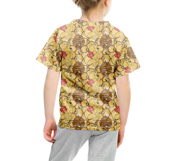 Youth Cotton Blend T-Shirt - Sketched Pooh in the Honey Tree