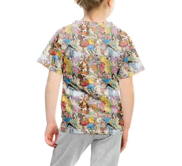 Youth Cotton Blend T-Shirt - Sketched Pooh Characters