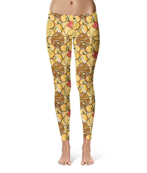 Sport Leggings - Sketched Pooh in the Honey Tree