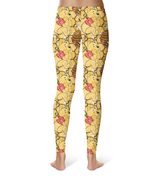 Sport Leggings - Sketched Pooh in the Honey Tree