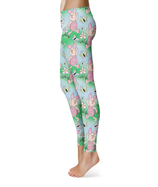 Sport Leggings - Sketched Piglet and Butterflies