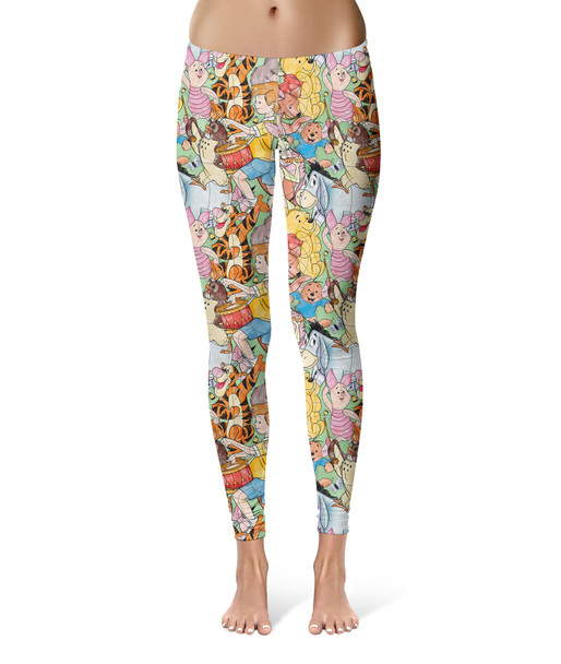 Sport Leggings - Sketched Pooh Characters