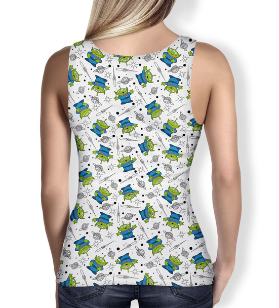 Women's Tank Top - Little Green Aliens on White