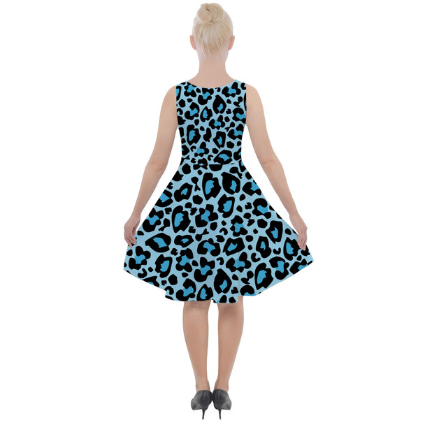 Skater Dress with Pockets - Ken's Bright Blue Leopard Print