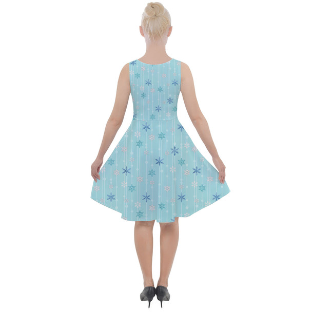 Skater Dress with Pockets - Frozen Ice Queen Snow Flakes