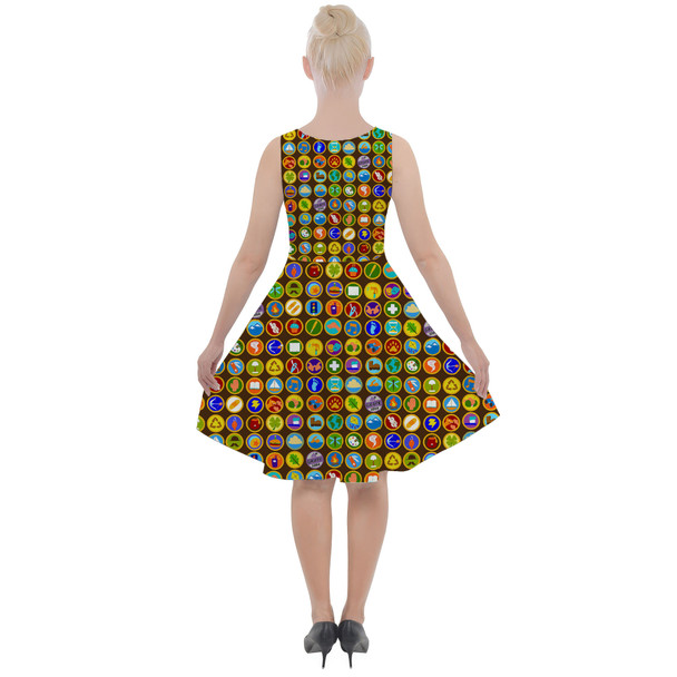 Skater Dress with Pockets - Wilderness Explorer Badges Up Inspired