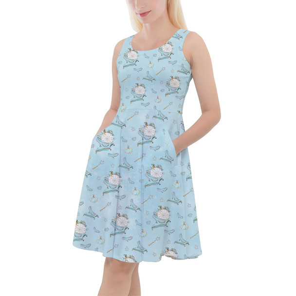 Skater Dress with Pockets - Glass Slipper Cinderella Inspired