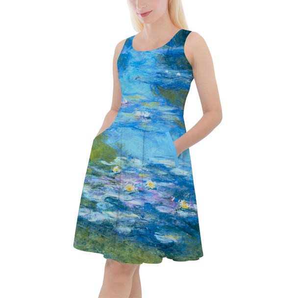 Skater Dress with Pockets - Monet Water Lillies