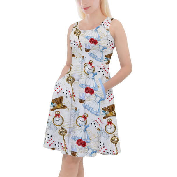 Skater Dress with Pockets - Wonderland Icons