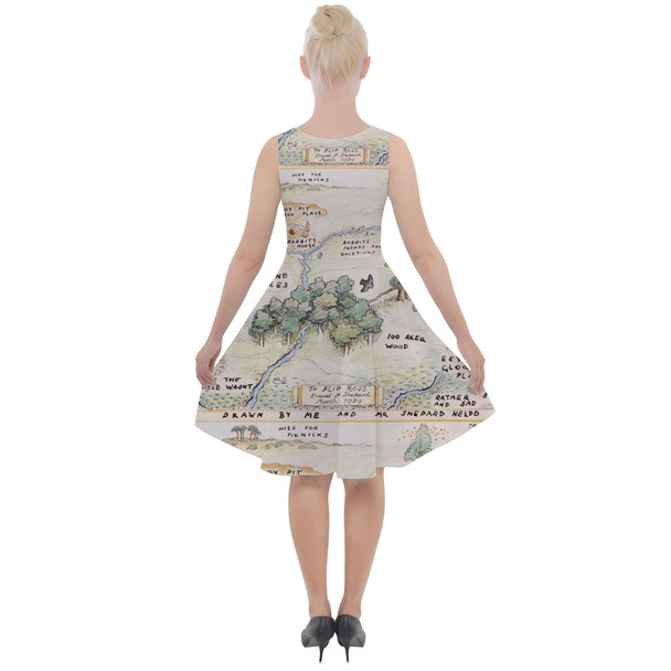 Skater Dress with Pockets - Hundred Acre Wood Map Winnie The Pooh Inspired