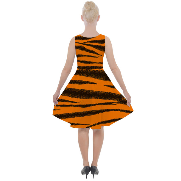 Skater Dress with Pockets - Tigger Stripes Winnie The Pooh Inspired