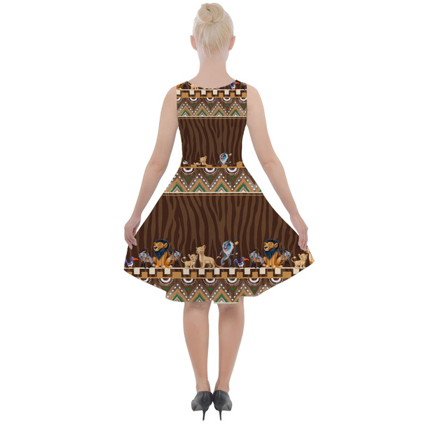 Skater Dress with Pockets - Tribal Stripes Lion King Inspired