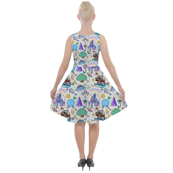 Skater Dress with Pockets - Walt Disney World Park Icons Light