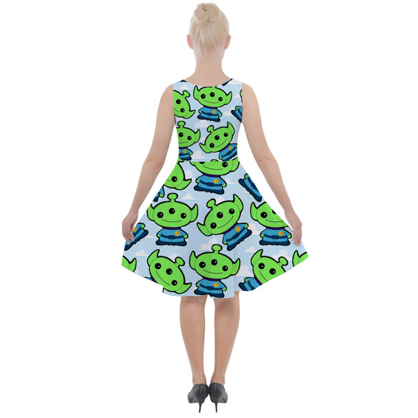 Skater Dress with Pockets - Little Green Aliens Toy Story Inspired