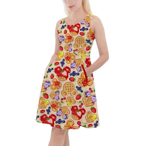 Skater Dress with Pockets - Magical Breakfast Waffles