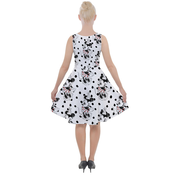 Skater Dress with Pockets - Sketch of Minnie Mouse