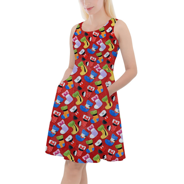 Skater Dress with Pockets - Mickey & Friends Christmas Stockings