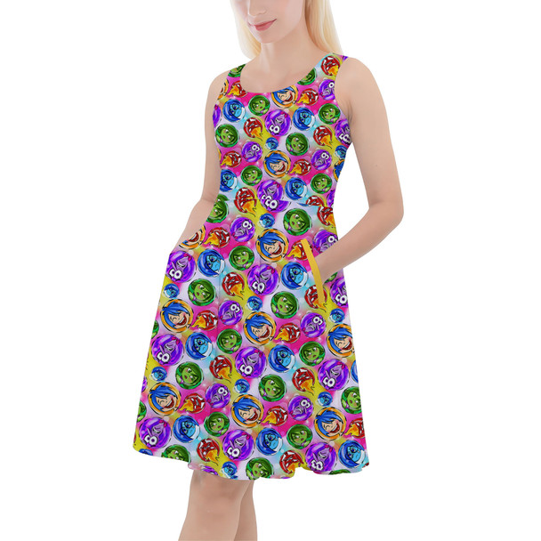 Skater Dress with Pockets - Inside Out Pixar Inspired