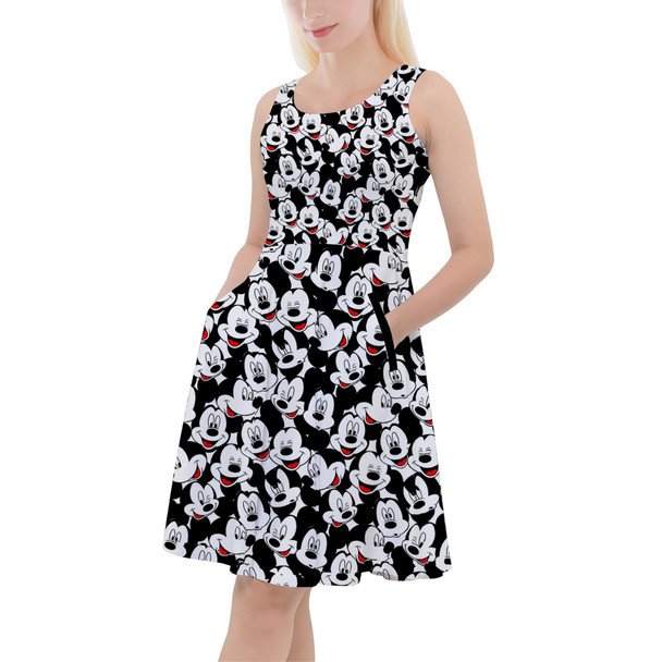 Skater Dress with Pockets - Many Faces of Mickey Mouse