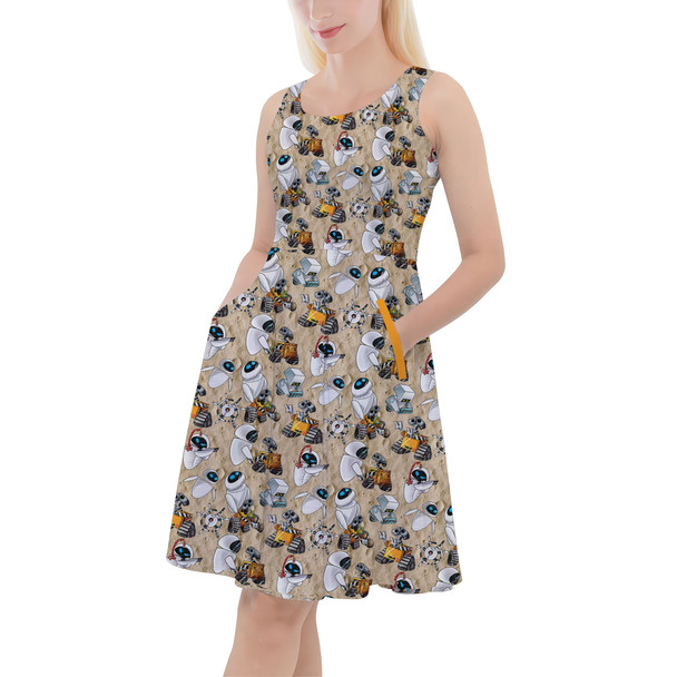 Skater Dress with Pockets - Wall-E & Eve Sketched