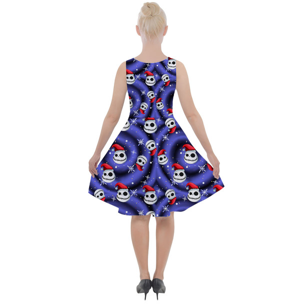 Skater Dress with Pockets - Jack Skellington with Santa Hat