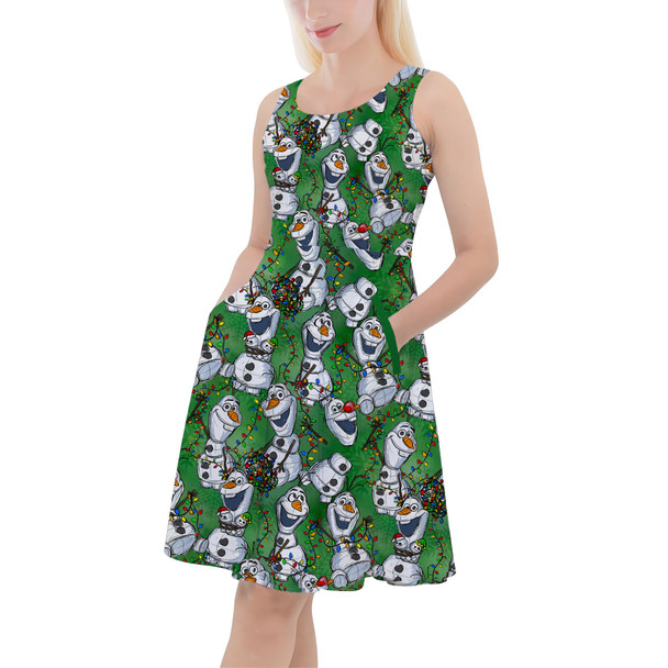 Skater Dress with Pockets - Sketched Olaf Christmas