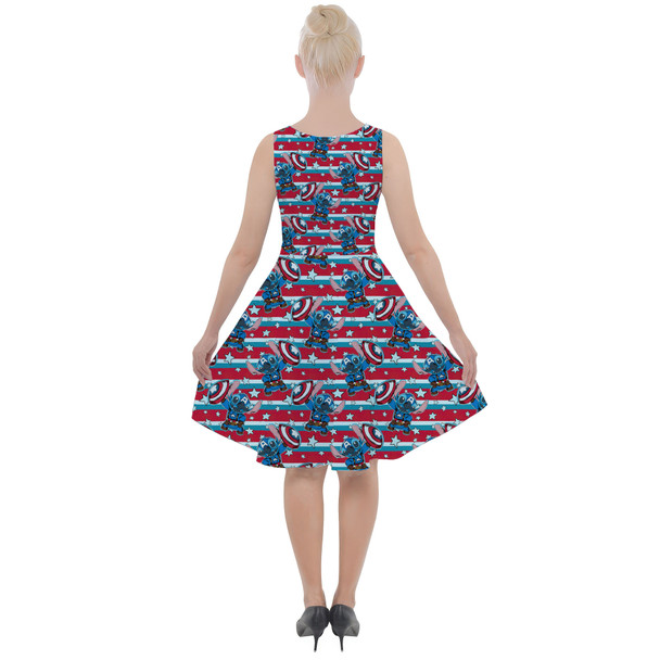 Skater Dress with Pockets - Superhero Stitch - Captain America